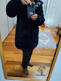 cappottino double face colore blu  con cappuccio 