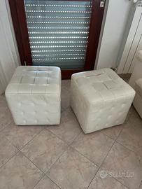 2 pouff pelle bianca