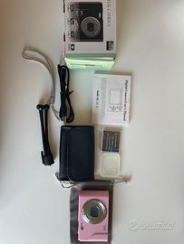 Fotocamera digitale compatta rosa+kit accessori