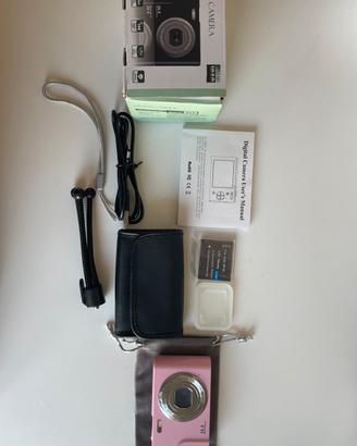 Fotocamera digitale compatta rosa+kit accessori