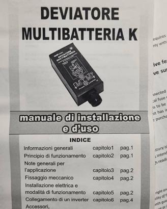 Deviatore automatico per 2 batterie servizi nel ca