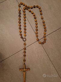 Grande Rosario in legno e inserti dorati metallo
