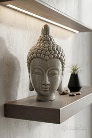 Testa di Buddha in Ceramica Grigio (Altezza 25 cm)