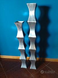 Coppia di vasi in alluminio canna di bambù