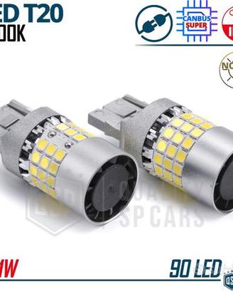 2 Lampadine LED T20 W21W Super CANbus Luce Bianca