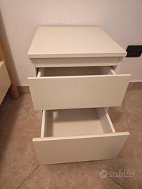 Comodino salvaspazio moderno a 2 cassetti 