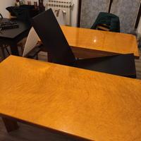 TAVOLO DESIGN ANNI '80 - RADICA E LACCA - ESTENSIB