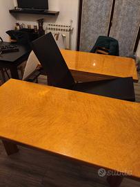 TAVOLO DESIGN ANNI '80 - RADICA E LACCA - ESTENSIB