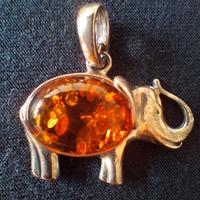 Pendente elefante argento/ambra nuovo