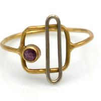 Anello in oro giallo e bianco 18 Kt e tormalina