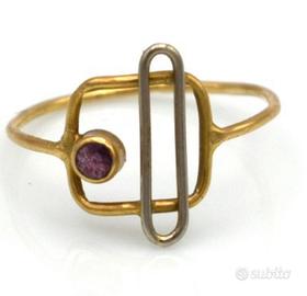 Anello in oro giallo e bianco 18 Kt e tormalina