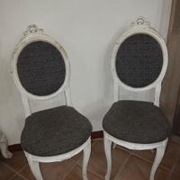 sedie shabby chic in legno bianche con seduta in s