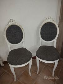 sedie shabby chic in legno bianche con seduta in s