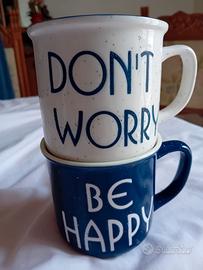Set due tazze in ceramica Don't Worry Be Happy