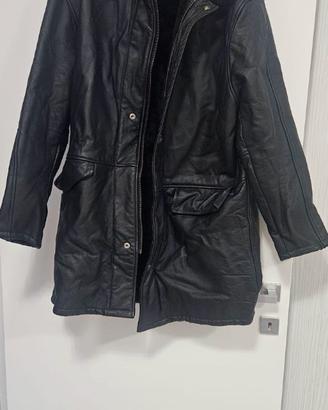 Cappotto Vera Pelle Nera Taglia L - Montone Parka