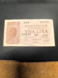 Biglietto di stato a corso legale 1944 Una Lira