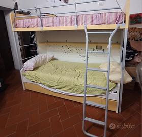 Letto castello singolo con letto estraibile 