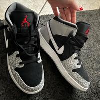Nike Air Jordan 1 Mid Black White Elephant Print