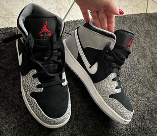 Nike Air Jordan 1 Mid Black White Elephant Print