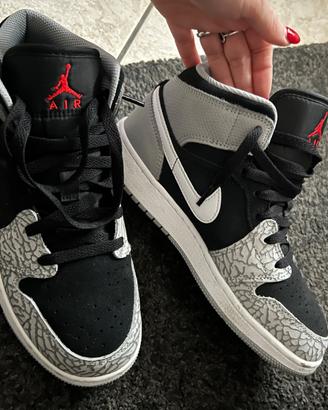 Nike Air Jordan 1 Mid Black White Elephant Print