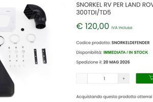 Snorkel RV per land Rover Discovery 300 TDI / TD5