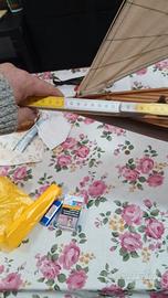 Modellino Veliero Legno 90x130cm Artigianale Epoca