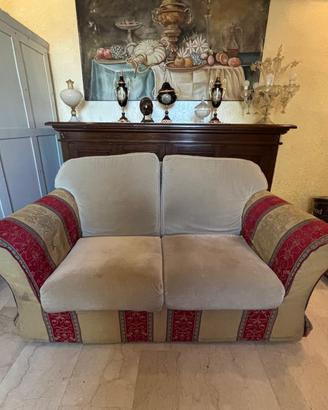 Divano 2 Posti Elegante Velluto Beige Bordi Jacqua
