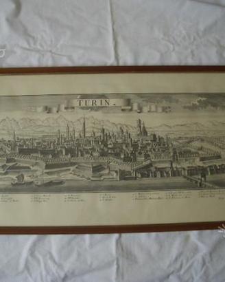 Stampa d'epoca numerata della città di Torino