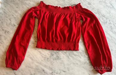 Top estivo a maniche lunghe rosso H&M