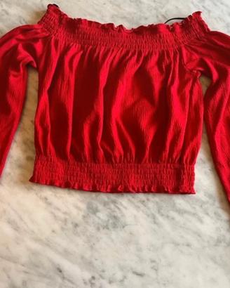 Top estivo a maniche lunghe rosso H&M