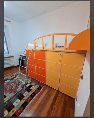 Cameretta Letto a soppalco salvaspazio con armadio