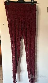 Leggings in pizzo elasticizzato bordeaux