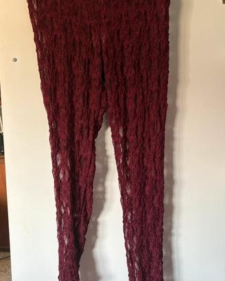 Leggings in pizzo elasticizzato bordeaux