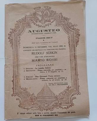 Teatro Augusteo Stagione 1926-27 RUDOLF SERKIN