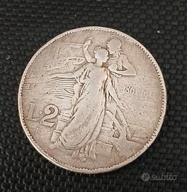 Moneta Due Lire argento del 1911