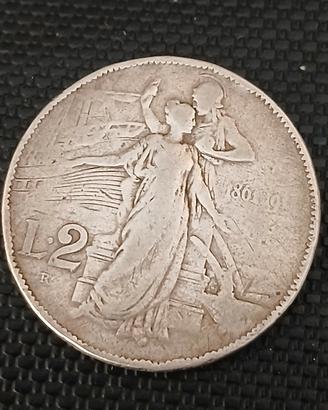Moneta Due Lire argento del 1911