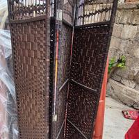 Splendido paravento a 3 ante in vimini e rattan