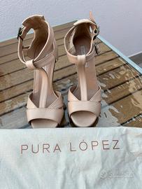 Scarpe pelle Pura López rosa cipria