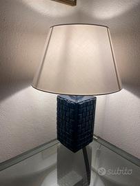 Lampada vintage ceramica blu cobalto