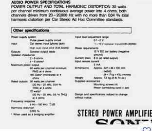 Sony amplificatore car HIFI 60 w +60w