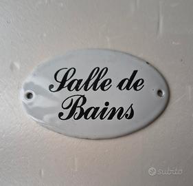 Targhetta smaltata per porta da bagno