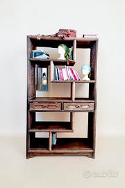 Libreria etnica in legno massello India