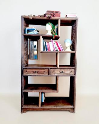 Libreria etnica in legno massello India