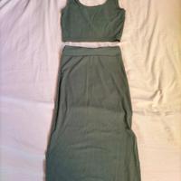 Abito due pezzi con spacco su gonna, taglia 42