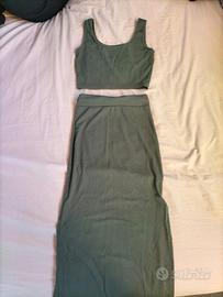 Abito due pezzi con spacco su gonna, taglia 42