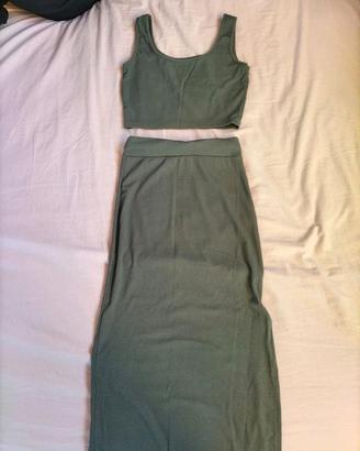 Abito due pezzi con spacco su gonna, taglia 42