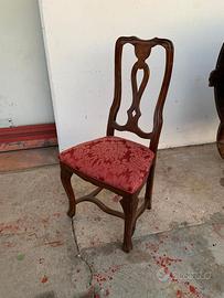 12 sedie in raso rosso / in stile veneziano