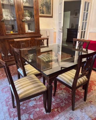 Tavolo in cristallo con 6 sedie