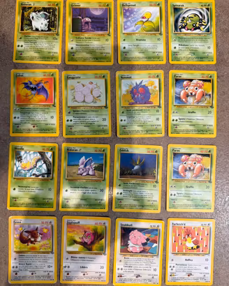 48 carte Pokemon vintage anni '90/inizio 2000