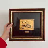 Quadretto vintage in rilievo con cornice in legno